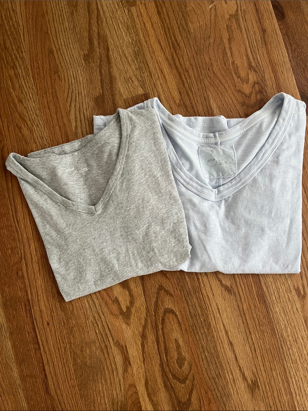 Aerie Women’s V-Neck Tees - Light Blue & Heather Gray